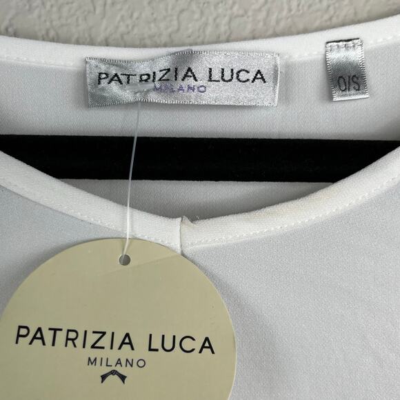 Patrizia Luca White Slouchy Oversized Tunic Top Cape Sharkbite Hem Blouse OS NWT - Picture 3 of 10